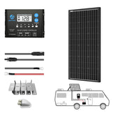 ACOPOWER 100W Mono Solar RV Kits + MPPT / PWM Charge Controller