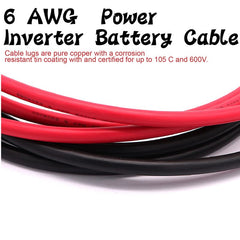 13Ft 6AWG Battery Power Tinned Copper Cable