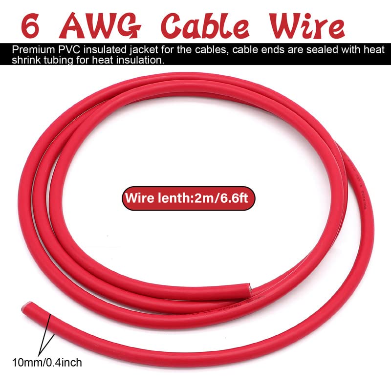 13Ft 6AWG Battery Power Tinned Copper Cable