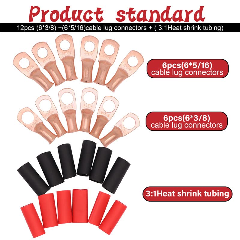 13Ft 6AWG Battery Power Tinned Copper Cable