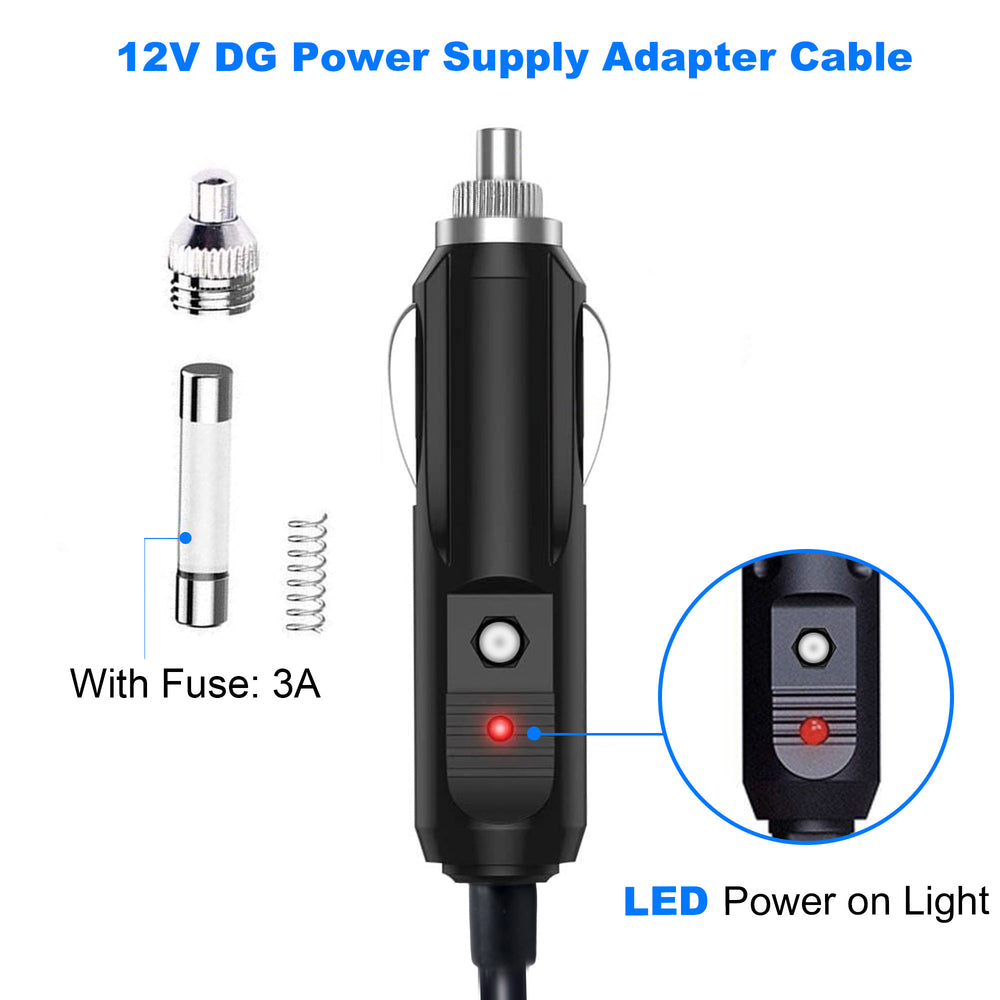 DC12V/24V Car Cigarette Lighter to DC 5.5x2.1mm Connector Adapter